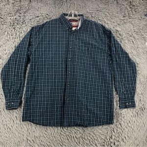 Wrangler Shirt George Strait Mens XXL Blue Plaid Button Up Western Cowboy